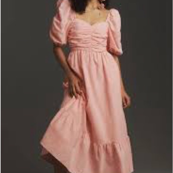 English Factory Pink Maxi Sundress with Bow and Puff Sleeve - Picture 2 of 12